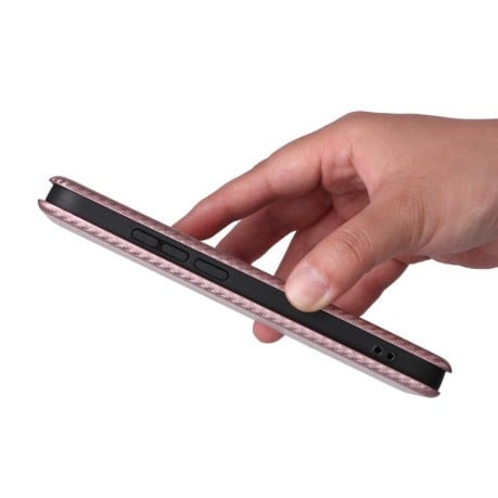 Чехол-книжка Carbon Fiber Texture на Xiaomi Poco F7 5G - розовый
