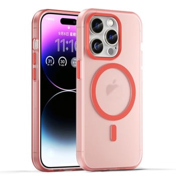 Противоударный чехол MagSafe Frosted Translucent TPU + PC для iPhone 16 Pro - красный