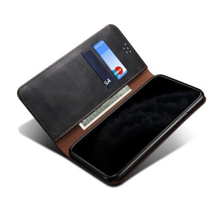 Чехол-книжка Simple Wax Crazy Horse для Samsung Galaxy S22 Plus 5G - черный