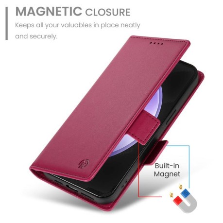 Чохол-книжка Side Buckle з магнітною застібкою та матовою шкірою на Samsung Galaxy S25 FE 5G - винно-червоний