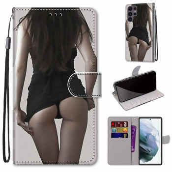 Чехол-книжка Coloured Drawing Cross для Samsung Galaxy S22 Ultra 5G - Miniskirt