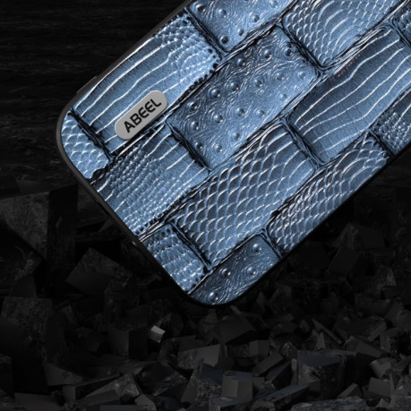 Чохол ABEEL Genuine Leather Mahjong для iPhone 15 Pro Max black - синій