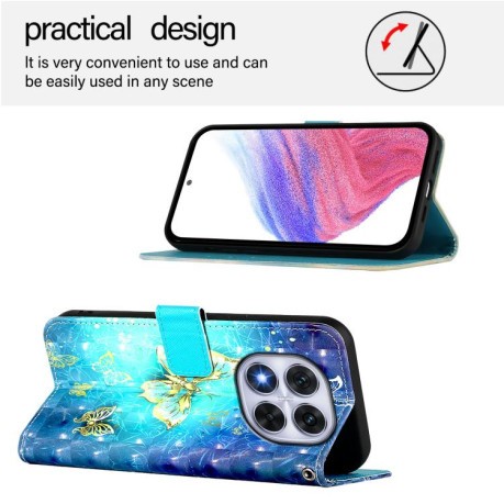 Чехол-книжка 3D Painting для Xiaomi Redmi Note 14 Pro 5G/Poco X7 - Butterfly