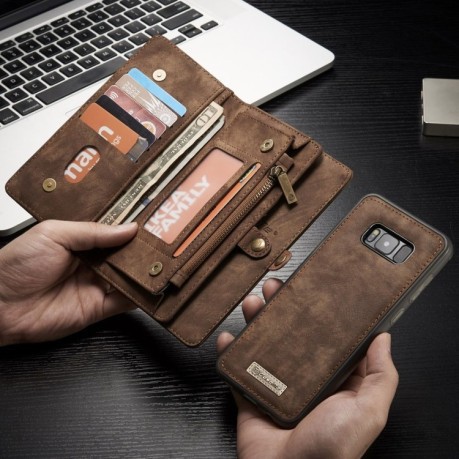 Кожаный чехол- кошелек CaseMe на Samsung Galaxy S8 + / G955 Crazy Horse Texcture Detachable- коричневый