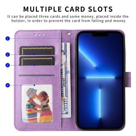 Чехол-книжка Embossed Sunflower для OPPO Reno13 Global - фиолетовый