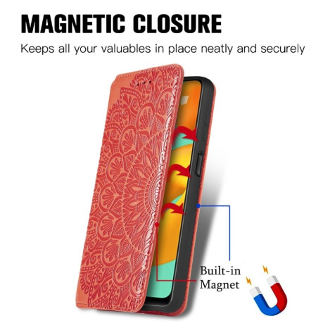 Чехол-книжка Blooming Mandala для Samsung Galaxy M32/A22 4G - красный