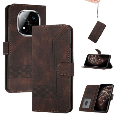 Чехол-книжка Cubic Skin Feel Flip Leather на Xiaomi Redmi Note 14 Pro+ 5G - коричневый