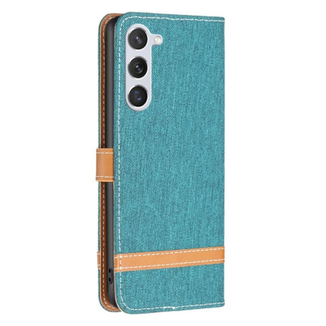 Чехол-книжка Color Matching Denim Texture на Samsung Galaxy S25 5G - зеленый