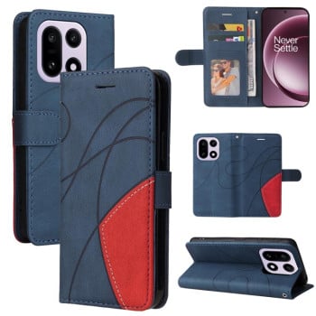 Чехол-книжка CaseNeo Splicing Dual Magnetic Buckle Leather на OnePlus 15 — синий