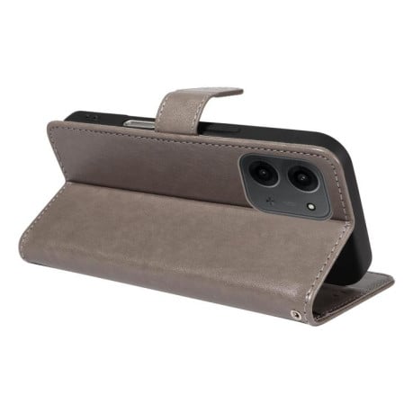 Чехол-книжка Cat Embossing Pattern на Xiaomi Redmi 15C 5G / 4G EU 173mm - серый