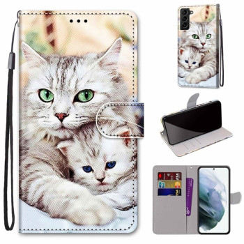 Чохол-книжка Coloured Drawing Cross Samsung Galaxy S22 Plus 5G - Big Cat Hugging Kitten