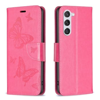 Чехол-книжка Butterflies Pattern для Samsung Galaxy S24 5G - пурпурно-красный