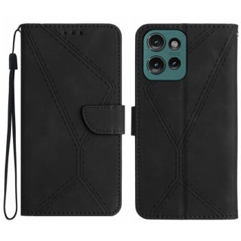 Чехол-книжка Stitching Embossed Leather для Motorola Moto G75 5G - черный
