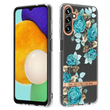 Противоударный чехол Flowers and Plants гибрид твердого и мягкого материала для Samsung Galaxy A04s/A13 5G - Blue Rose