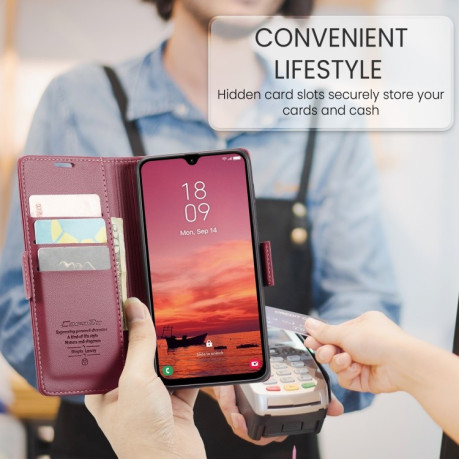 Чохол-книжка CaseMe 023 Butterfly Buckle Litchi Texture RFID Anti-theft Leather  для Samsung Galaxy A26 5G - червоний