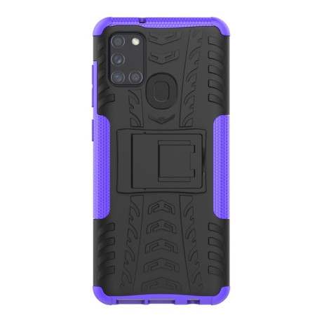 Противоударный чехол Tire Texture на Samsung Galaxy A21s - фиолетовый