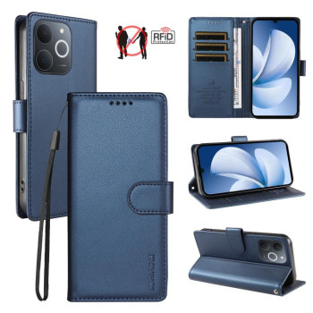 Чехол-книжка из эко-кожи Betopnice с ремешком и RFID на Realme Note 70 / 70T 4G / Note 80 4G — синий