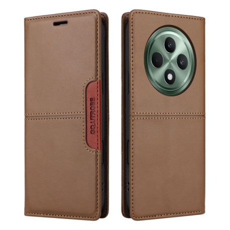 Чохол-книжка GQUTROBE G01 RFID Anti-theft Leather для OPPO Reno12 F/12FS - коричневий