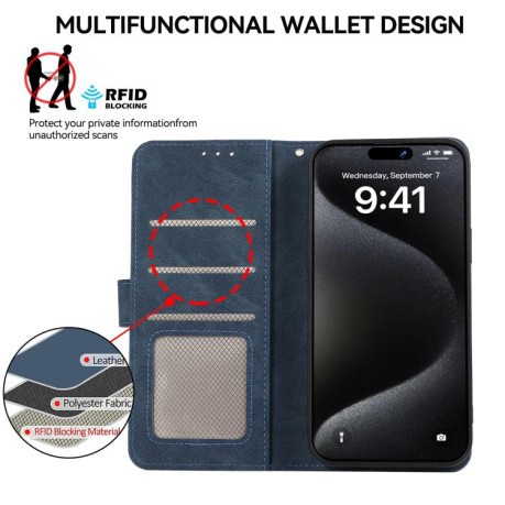 Чохол-книжка ABEEL Color Block Magnetic RFID Leather Xiaomi Redmi Note 14 4G 164.48mm - синій
