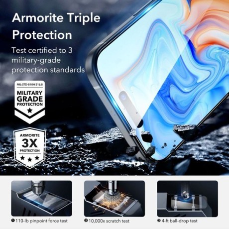 Защитное стекло ESR Armorite Tempered Glass для iPhone 15 Plus - Black