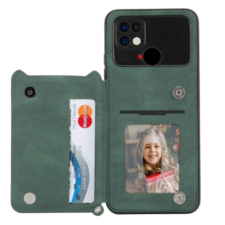 Противоударный чехол Mandala Embossed Card Slots для Xiaomi Poco C40/Redmi 10c - зеленый