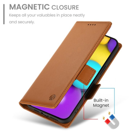Чехол-книжка Side Buckle Magnetic Frosted Leather для iPhone 16 - коричневый