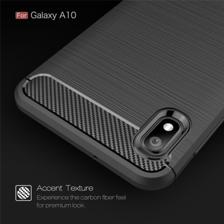 Чехол Brushed Texture Carbon Fiber на Samsung Galaxy A10-черный