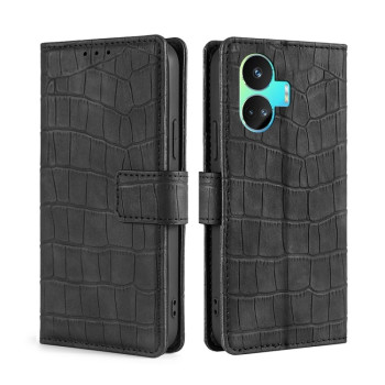 Чохол-книжка з м'яким покриттям (Skin Feel), фактура крокодил (Crocodile Texture) на Realme 11 Pro / 11 Pro+ 5G - чорний