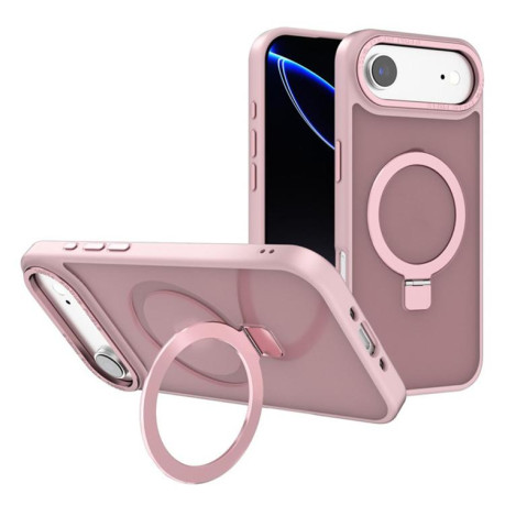 Противоударный чехол Kalebol Metal Lens Frame MagSafe Holder Frosted для iPhone Air - розовый