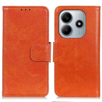 Чохол-книжка Mirren фактура &quot;Crazy Horse&quot; з магнітним хлястиком на Xiaomi Xiaomi Redmi Note 14 4G 164.84mm - помаранчевий