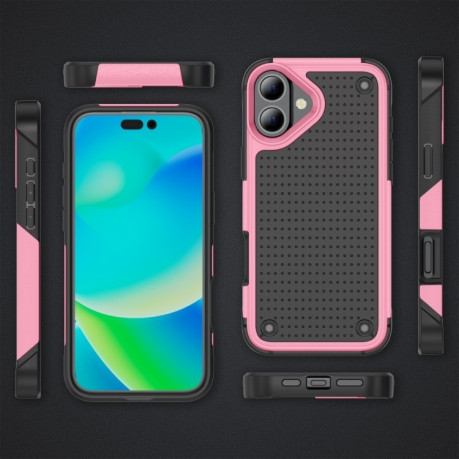 Противоударный чехол PC + TPU Shockproof Protective для  iPhone 16 - Pink+Black