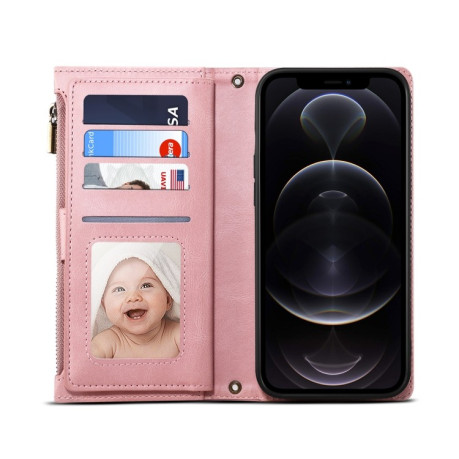 Чехол-кошелек Retro Frosted для iPhone 14 Pro - розовое золото