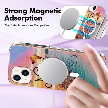 Протиударний чохол Marble Pattern Dual-side IMD Magsafe для iPhone 15 - Butterfly