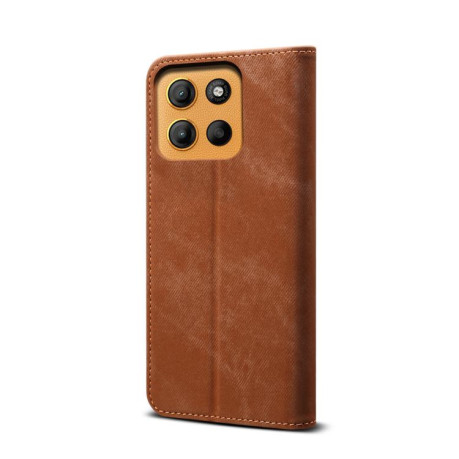 Чохол книжка Denim Texture Casual Style на Motorola Moto G15 - коричневий