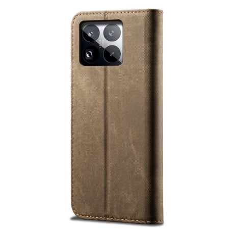 Чохол книжка Denim Texture Casual Style на Xiaomi 15 - хакі