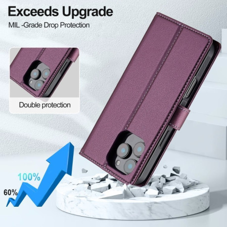 Чохол-книжка LCIMEEKE L2 Series Detachable Magsafe для iPhone 16 Pro Max - фіолетовий