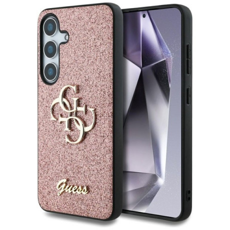 Оригінальний чохол Guess Fixed Glitter Big 4G Metal Logo для Samsung Galaxy S25 - Pink