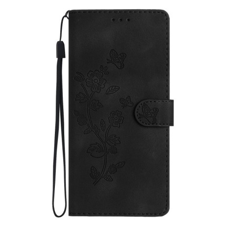 Чехол-книжка Flower Butterfly Embossing для Samsung Galaxy A15 - черный