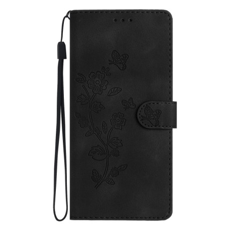 Чехол-книжка Flower Butterfly Embossing для Samsung Galaxy S24 Ultra 5G - черный