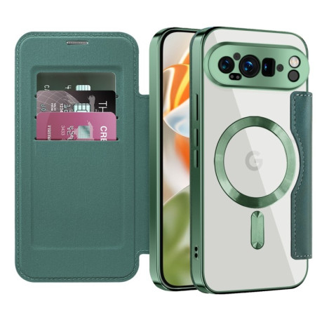 Чохол-книжка Shield MagSafe RFID Anti-theft Leather для Google Pixel 9 Pro XL - зелений