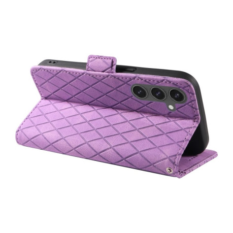 Чехол-книжка Dual-color Rhombic Lattice Leather для Samsung Galaxy S24 FE 5G - фиолетовый