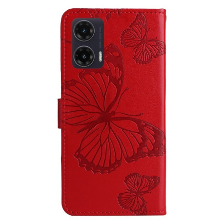 Чехол-книжка Embossed Butterfly для Motorola Moto G35 - красный