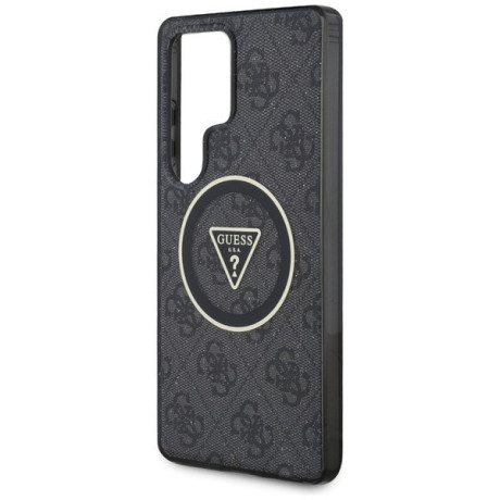 Оригинальный чехол Guess 4G Glitter Triangle Buttons MagSafe для Samsung Galaxy S25 Ultra - Black