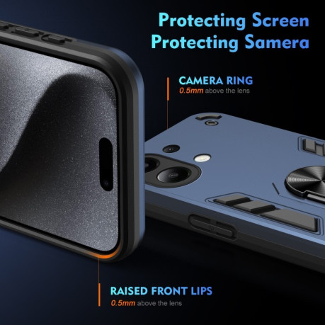 Ударозащитный чехол Metal Ring Holder для Xiaomi Redmi Note 13 4G - синий