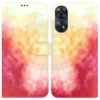 Чехол-книжка Watercolor Pattern для OPPO Reno8 T 4G - Cherry
