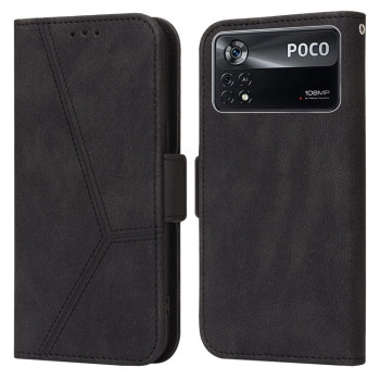 Чехол-книжка Embossing Stripe RFID для Xiaomi Poco X4 Pro 5G - черный