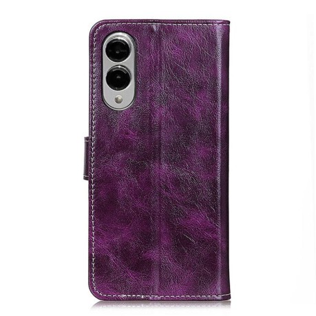 Чехол-книжка Magnetic Retro Crazy Horse Texture на Samsung Galaxy S25 Edge 5G - фиолетовый