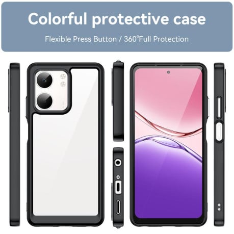 Чехол Colorful Acrylic Series с цветним бампером на OPPO A5x 5G - черный