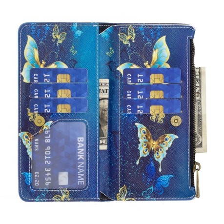 Чохол-гаманець Colored Drawing Pattern Zipper для Xiaomi Redmi A1/A2/Redmi A1+/A2+ - Gold Butterfly