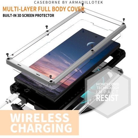 Противоударный чехол R-JUST Sliding для Samsung Galaxy S24 Ultra 5G - серебристый